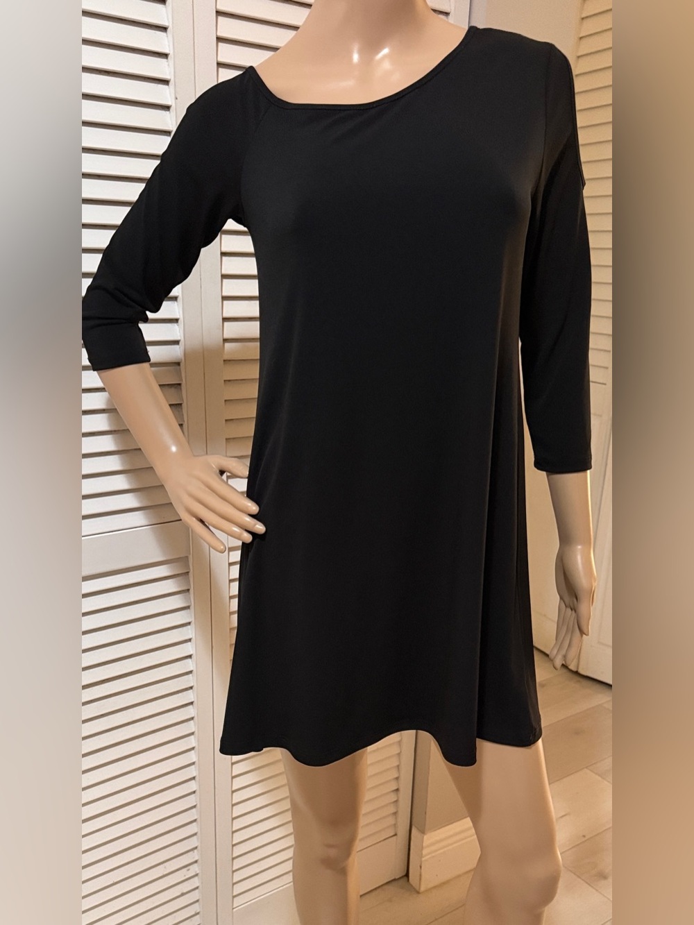 Clara Sun Woo Black Swing Dress Shoulder Cutout XL Made USA